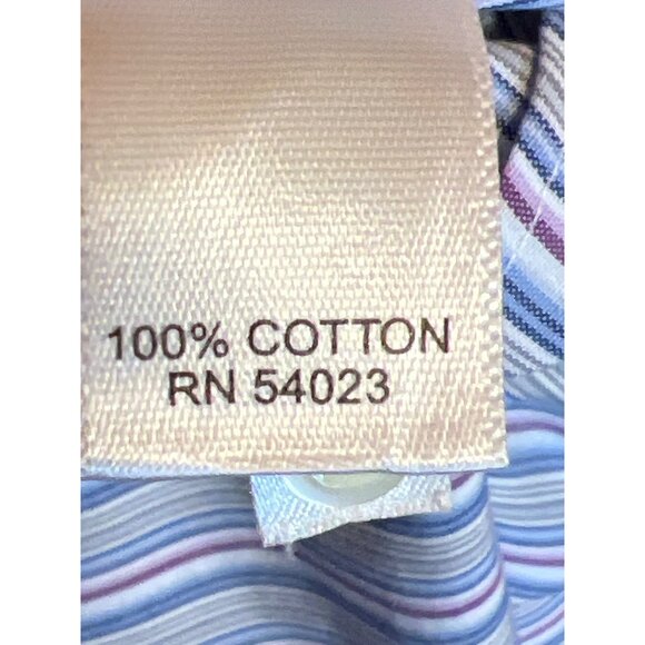 Banana Republic Mens Non-Iron Classic Fit Dress Shirt 17-17.5 Blue White Stripe - Picture 11 of 11